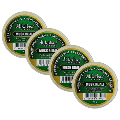 Alhiba Musk Rijali Perfume Body Cream 10g Pack of 4