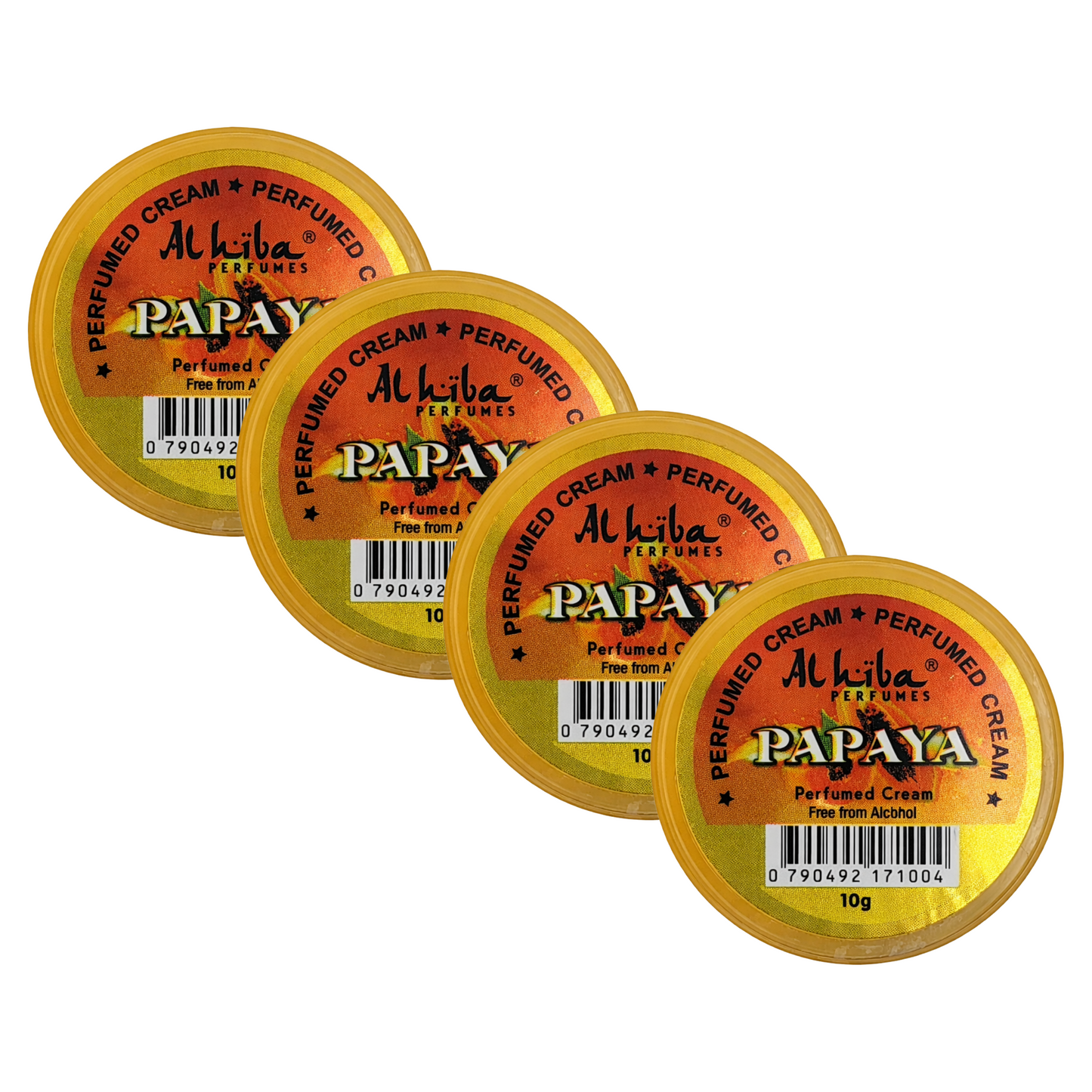 Alhiba Papaya Perfume Body Cream 10g Pack of 4