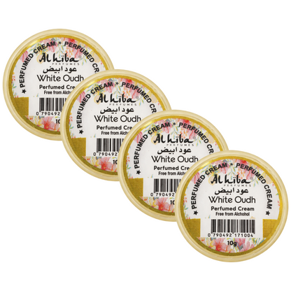 Alhiba White Oudh Perfume Body Cream 10g Pack of 4