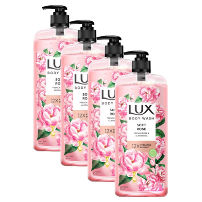 Lux Soft Rose French Rose & Almond Oil Body Wash 750ml Pack of 4