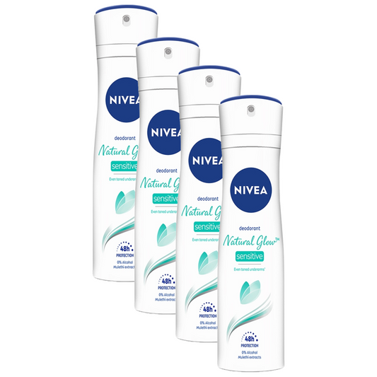 Nivea Natural Glow Sensitive 48H Protection Mulethi Extracts Deodorant 91g Pack of 4