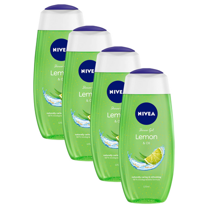 Nivea Lemon & Oil Naturally Caring & Refreshing Shower Gel 125ml Pack of 4