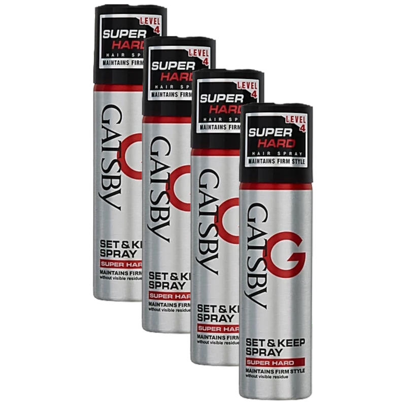 Gatsby Super Hard Set & Keep Level 4 Spray 44g Pack of 4