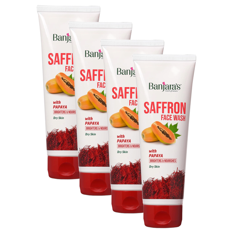 Banjaras Saffron With Papaya Brightens & Nourishes Face Wash 50ml Pack of 4