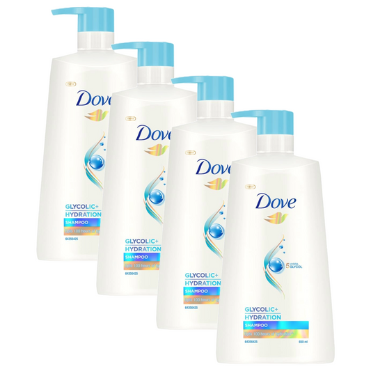 Dove 5% Hydra Glycol Glycolic + Hydration Shampoo 650ml Pack of 4