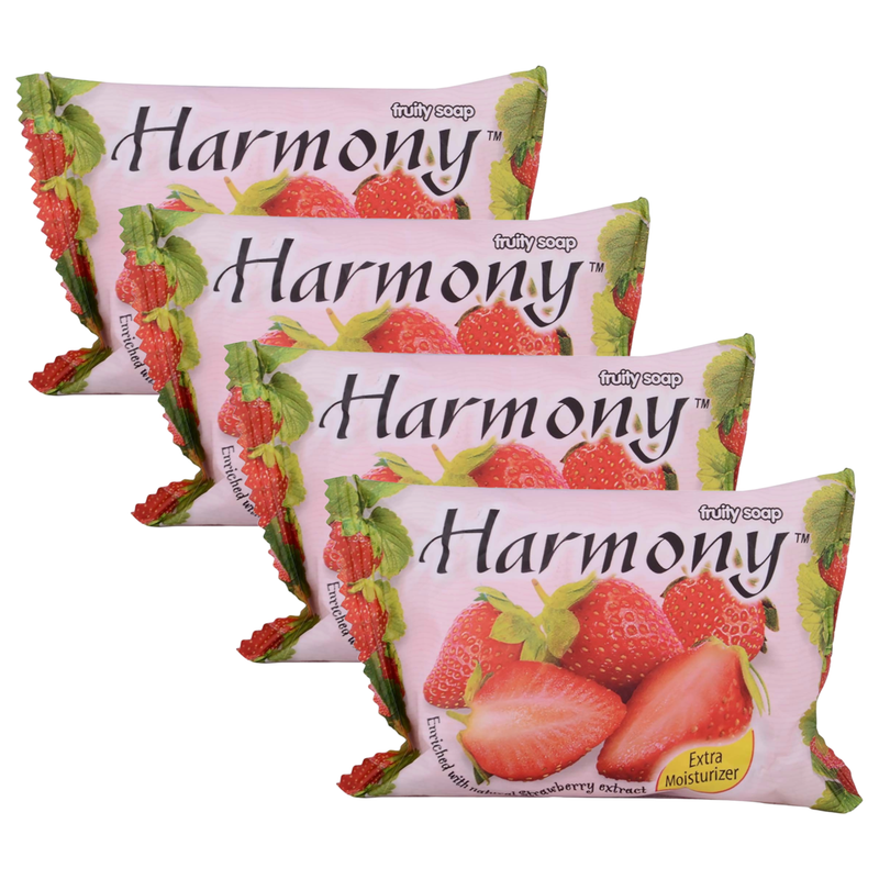 Harmony Strawberry Extract Extra Moisturizer Fruit Soap 75g Pack of 4