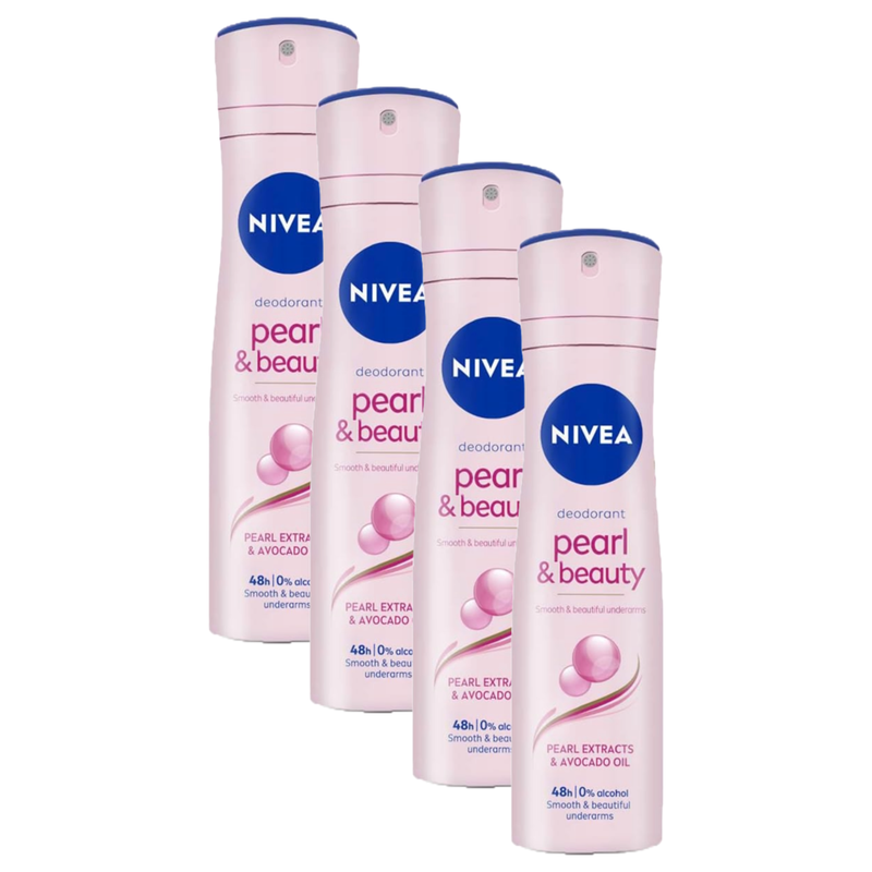 Nivea Pearl & Beauty Pearl Extracts & Avocado Oil Deodorant 123g Pack of 4