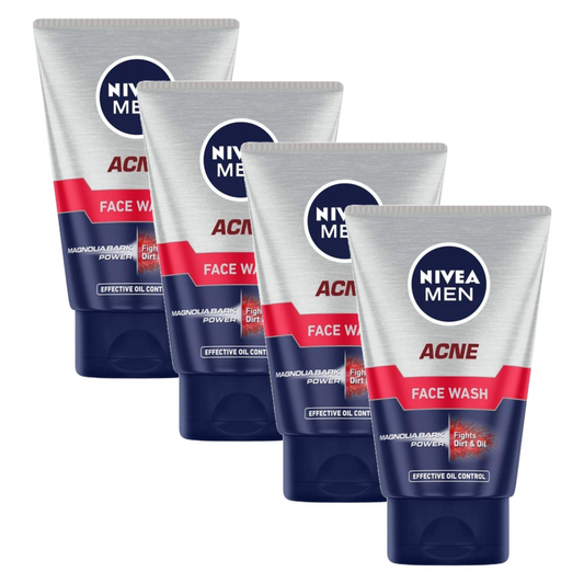 Nivea Men Acne Fights Dirt & Oil Face Wash 100g Pack of 4