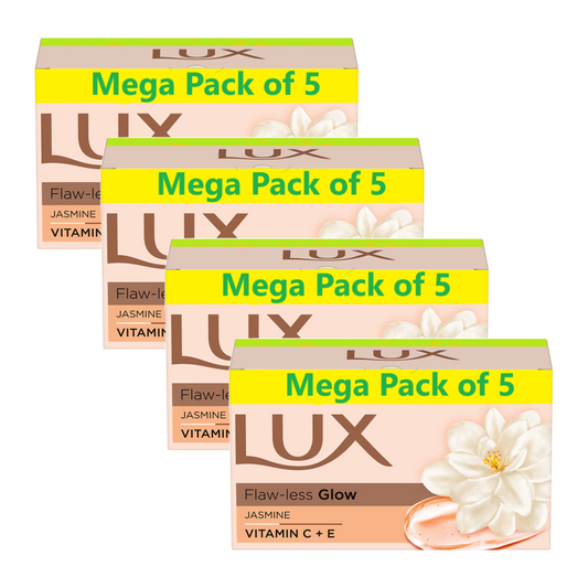 Lux Flaw-Less Glow Jasmine Vitamin C + E Soap (5X150g) Pack of 4