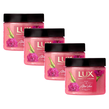 Lux Essence of Hmalayas Rose & Aloe Vera Gel Body Scrub 300g Pack of 4