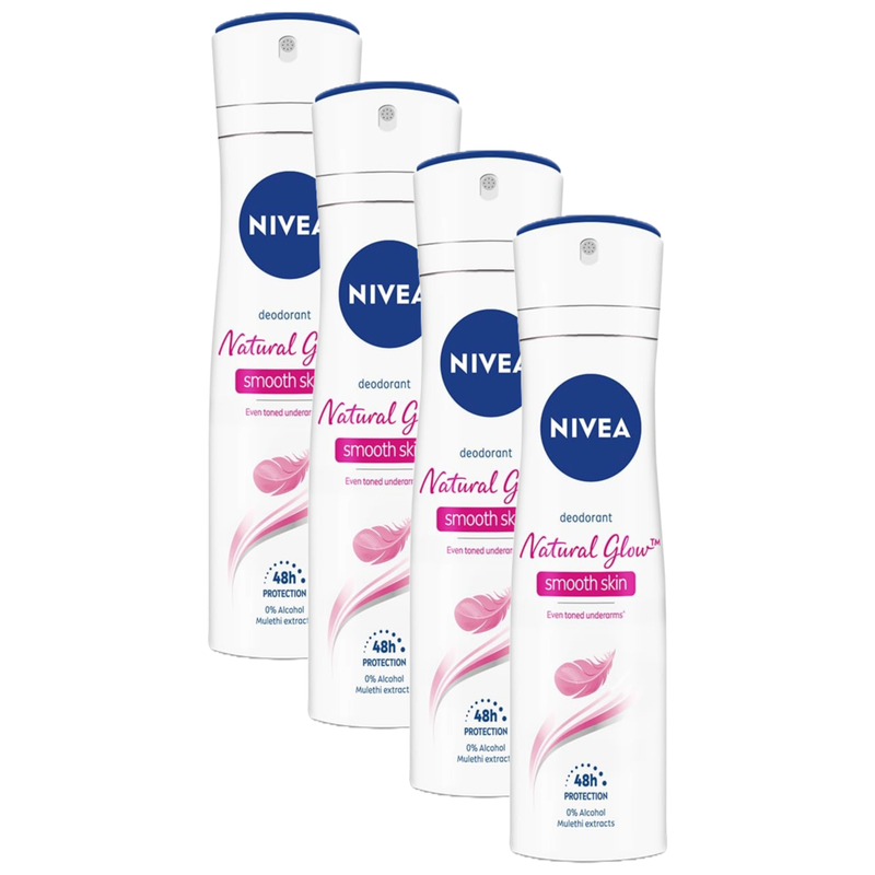 Nivea Natural Glow Smooth Skin 48H Protection Mulethi Extracts Deodorant 91g Pack of 4