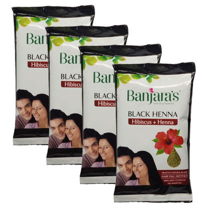 Banjaras Black Henna Hibiscus + Henna Hair Color 20g Pack of 4