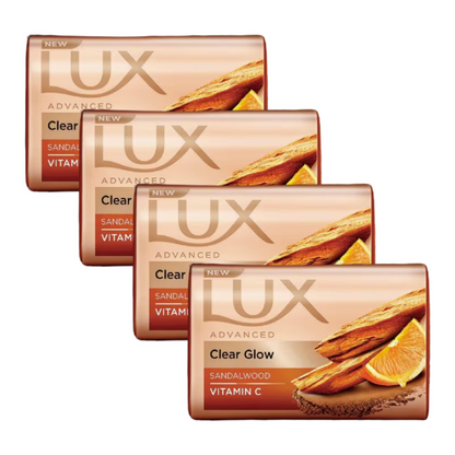 Lux Advanced Clear Glow Sandalwood Vitamin C Bathing Bar 100g Pack of 4