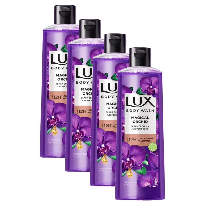 Lux Magical Orchid Black Orchid & Juniper Scent Body Wash 245ml Pack of 4