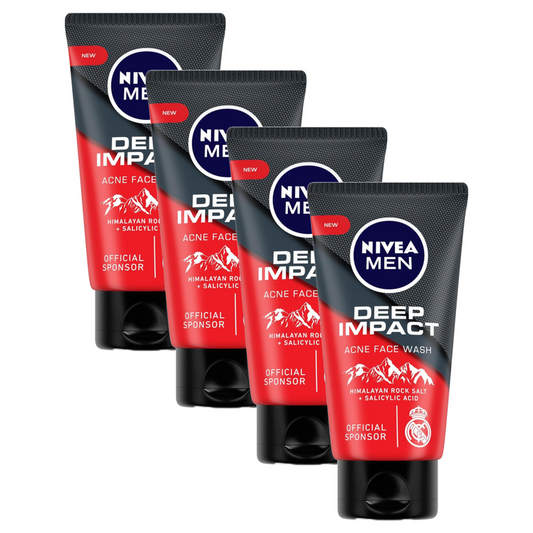 Nivea Men Deep Impact Himalayan Rock Salt Acne Face Wash 100g Pack of 4