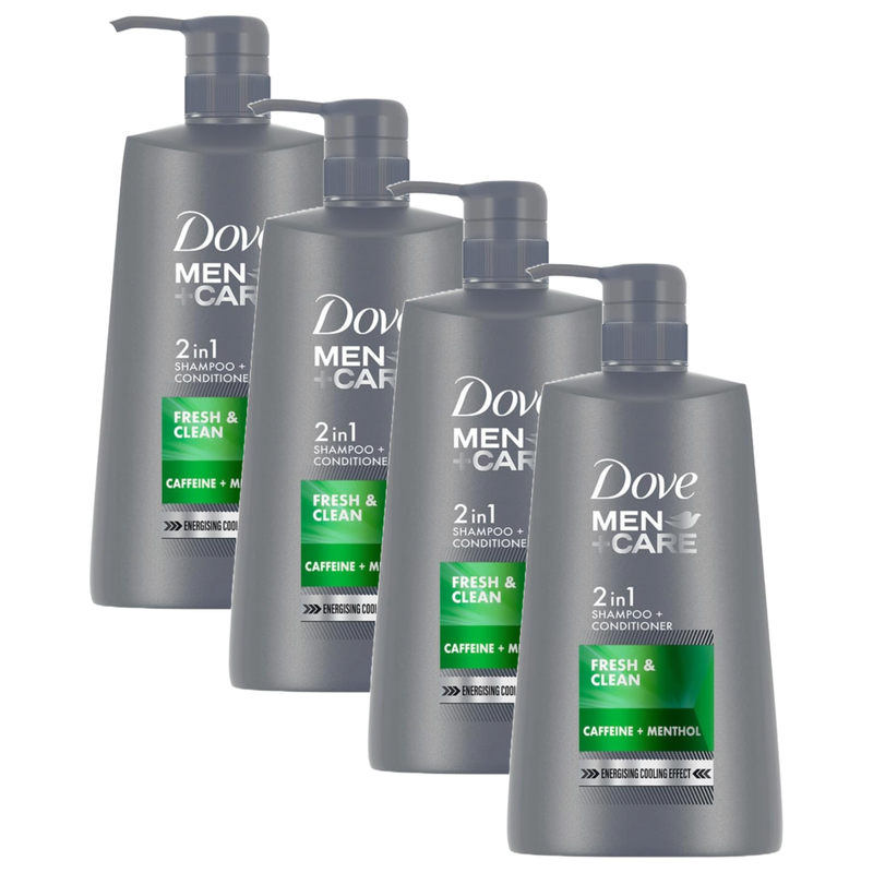 Dove Men+Care Fresh & Clean 2 in 1 Shampoo + Conditioner 650ml Pack of 4