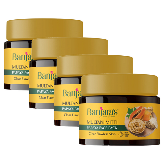 Banjaras Multani Mitti Papaya Glowing Skin Face Pack 100g Pack of 4