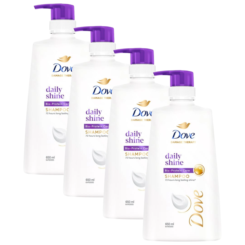 Dove Damage Therapy Daily Shine Shampoo 650ml Pack of 4