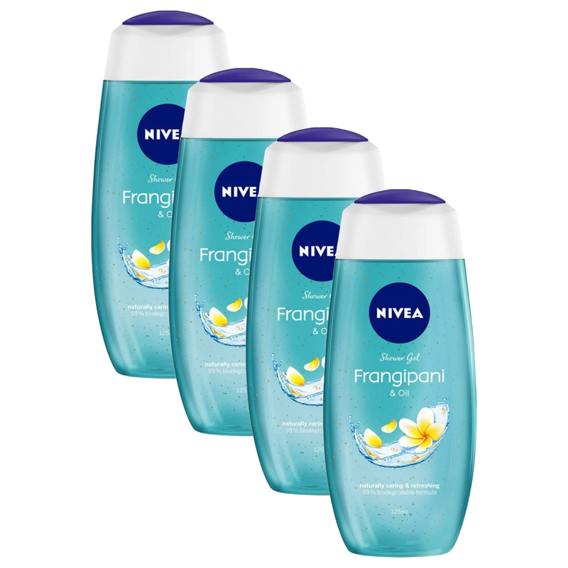 Nivea Frangipani & Oil Naturally Caring & Refreshing Shower Gel 125ml Pack of 4