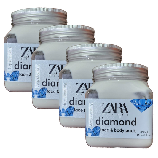 Zara Beauty Deep Cleansing Diamond Face & Body Pack 350ml Pack of 4