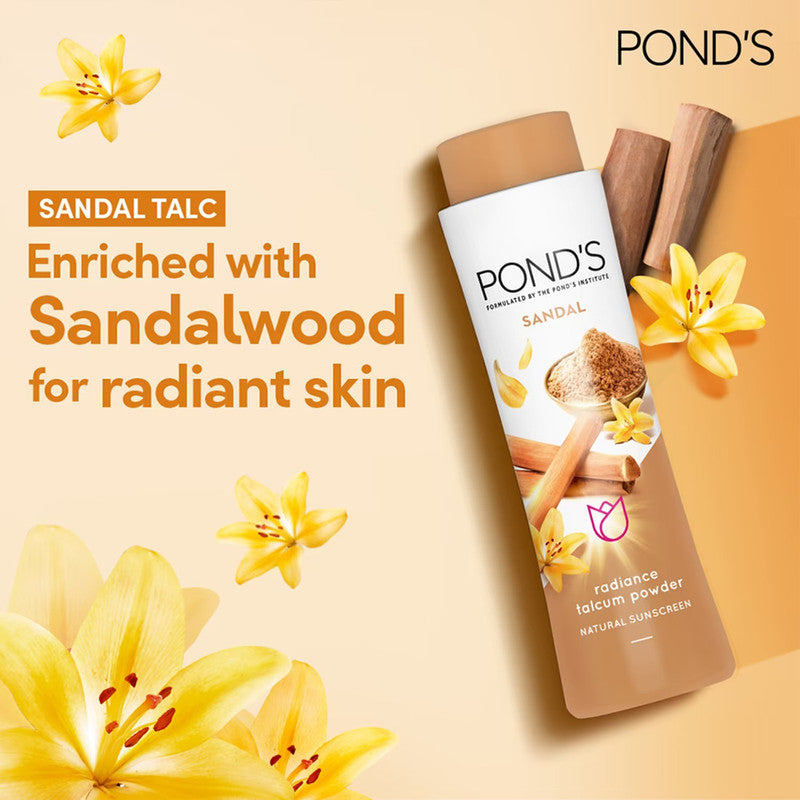 Ponds Sandal Natural Sunscreen Radiance Talcum Powder, 100 gm