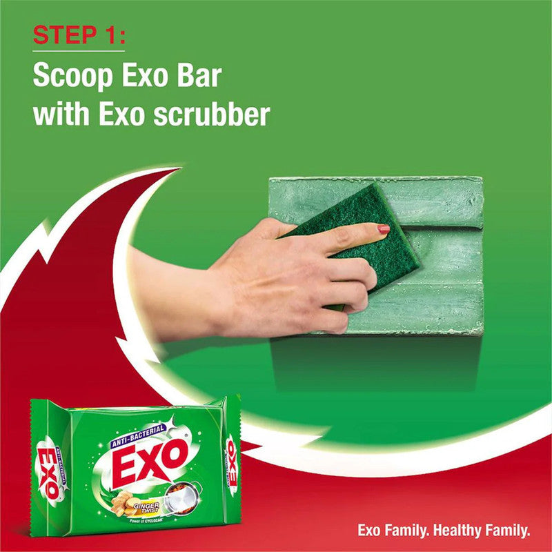 Exo Anti-Bacterial Round Dishwash Bar (90gm)(Pack of 4)