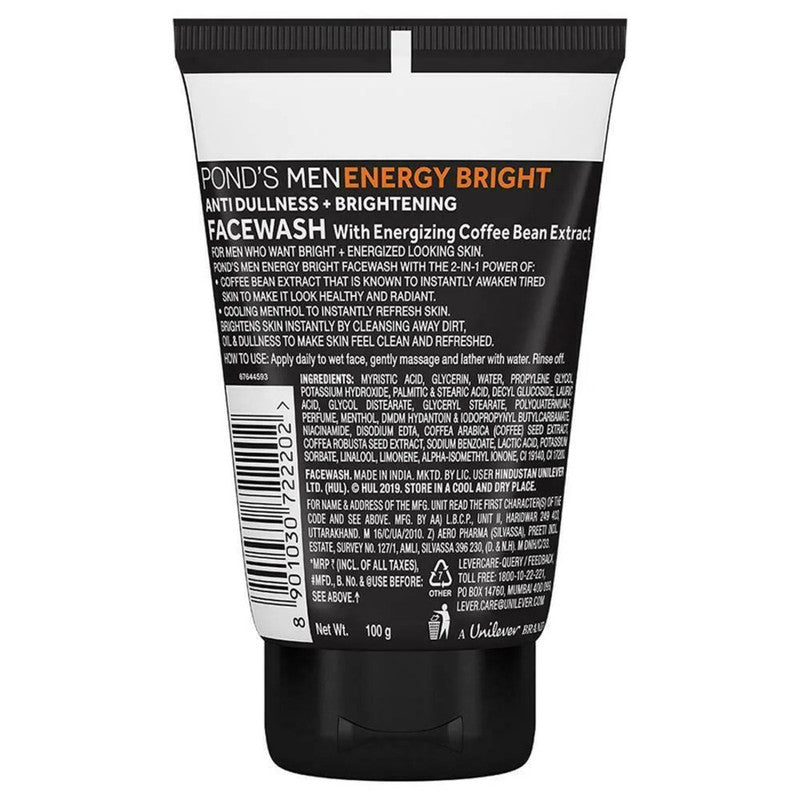 Ponds Men's Energy Bright Face Wash Coffee Beans Bright Skin, 100g