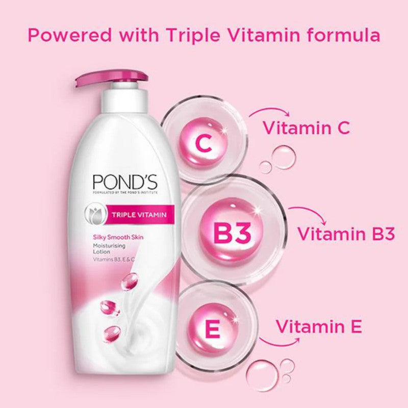 Ponds Triple Vitamin Silky Smooth Skin Lotion 275ml Pack of 2