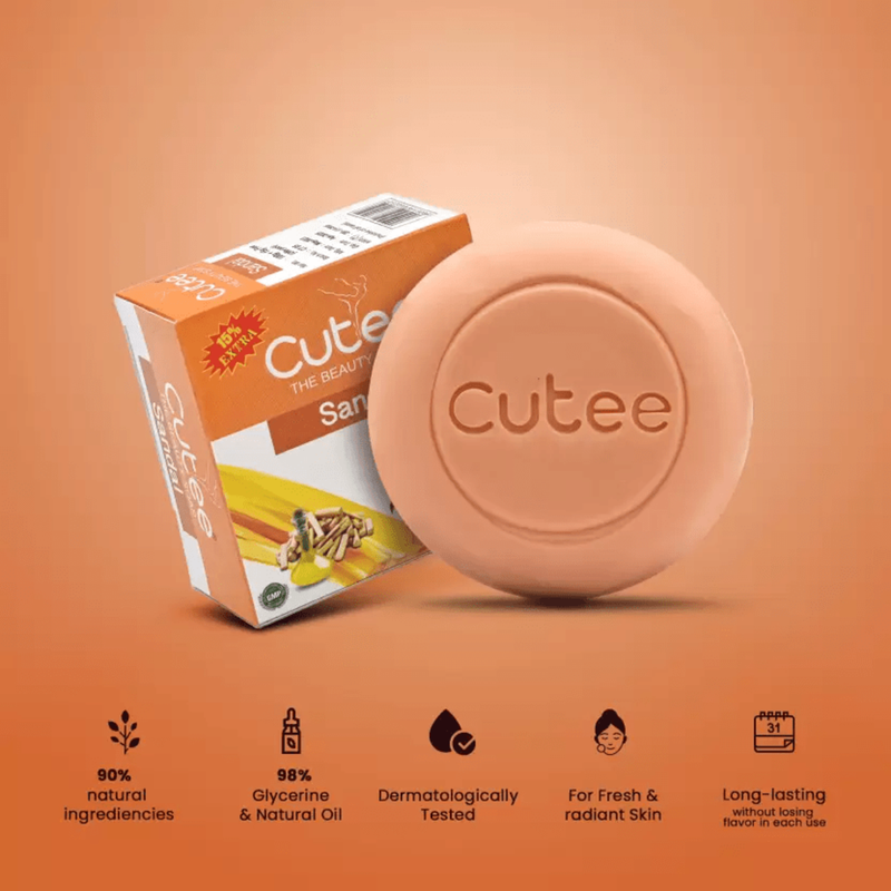 Cutee The Beauty Sandal Soap - Pack Of 3 (100g)