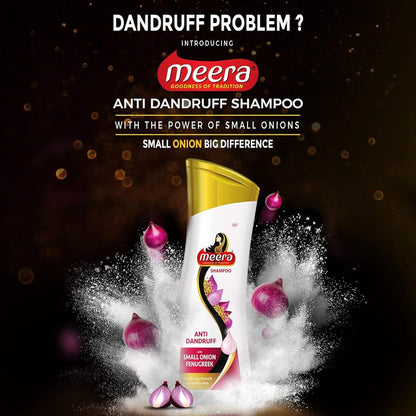 Meera Anti Dandruff Shampoo, Small Onion Fenugreek Hair Bottle - 80ml