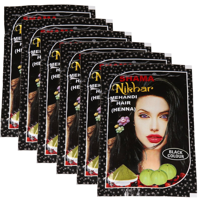 Shama Nikhar Mehandi Henna Black Colour Hair - 45g (Pack Of 6)