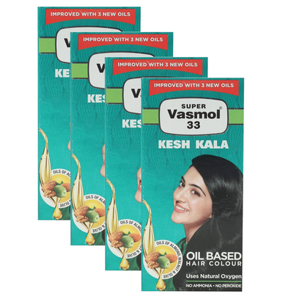 Super Vasmol 33 Kesh Kala Oil Based Hair Colour 50 ml (Pack Of 4)