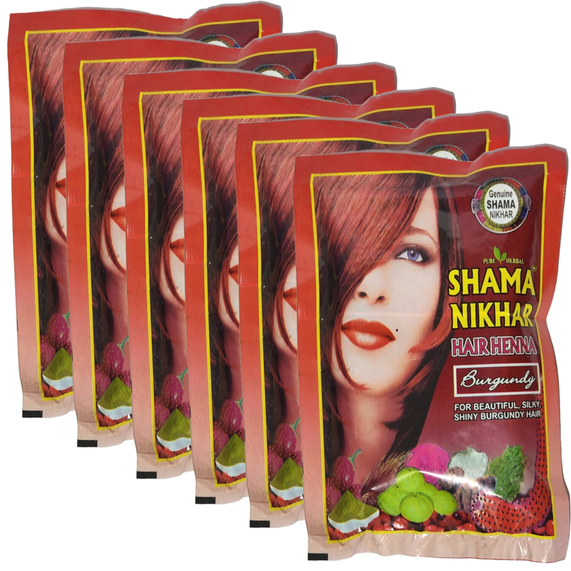 Shama Nikhar Mehandi Henna Burgundy Colour Hair - 45g (Pack Of 6)