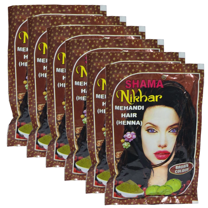 Shama Nikhar Mehandi Henna Brown Colour Hair - 45g (Pack Of 6)