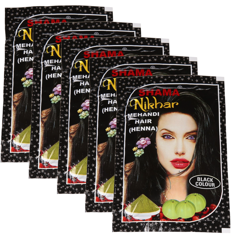 Shama Nikhar Mehandi Henna Black Colour Hair - 45g (Pack Of 5)