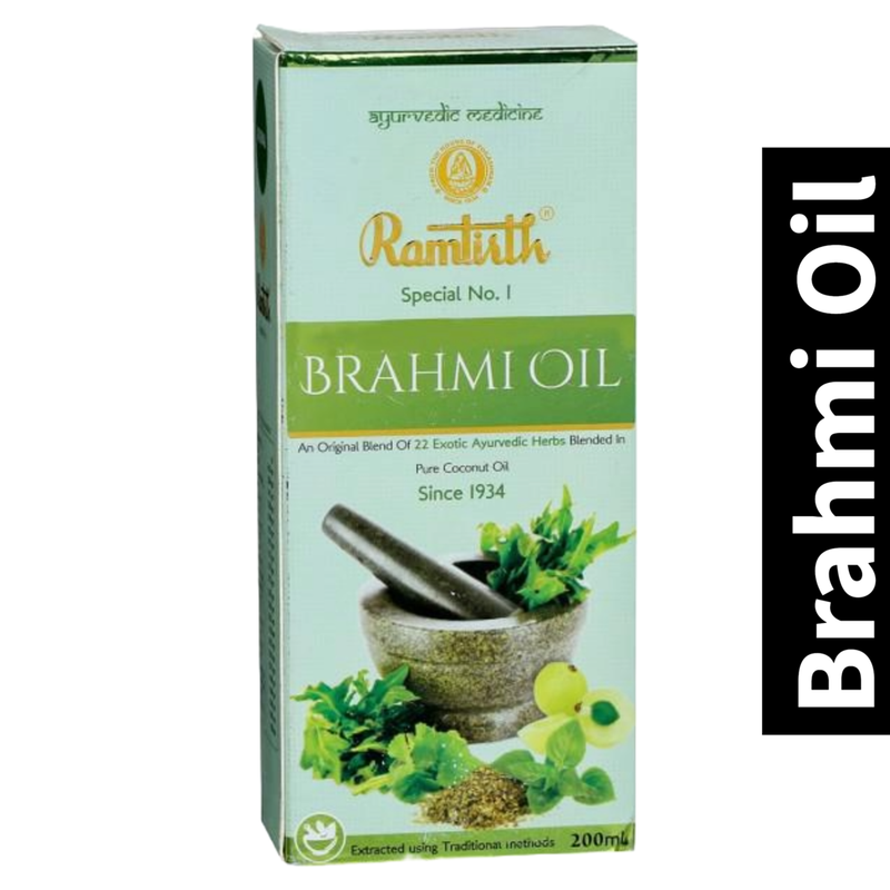 Ramtirth Brahmi Oil - 22 Exotic Ayurvedic Herbs blended in Pure Coconut Oil - 200 ML