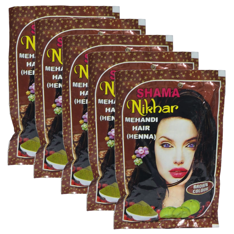 Shama Nikhar Mehandi Henna Brown Colour Hair - 45g (Pack Of 5)