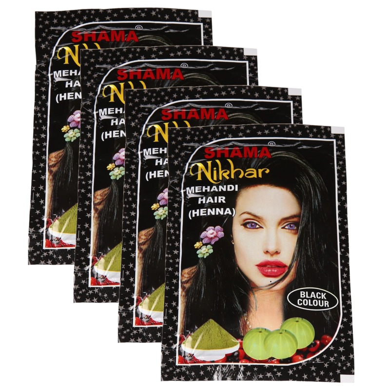 Shama Nikhar Mehandi Henna Black Colour Hair - 45g (Pack Of 4)