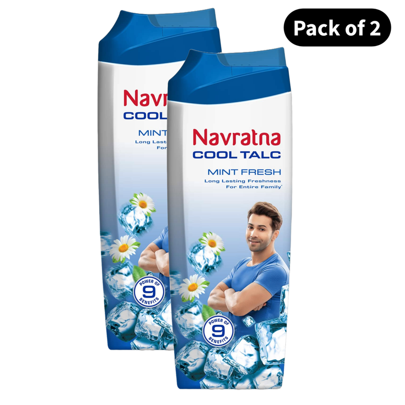 Navratna Mint Fresh Cool Talc - Pack Of 2 (50g)