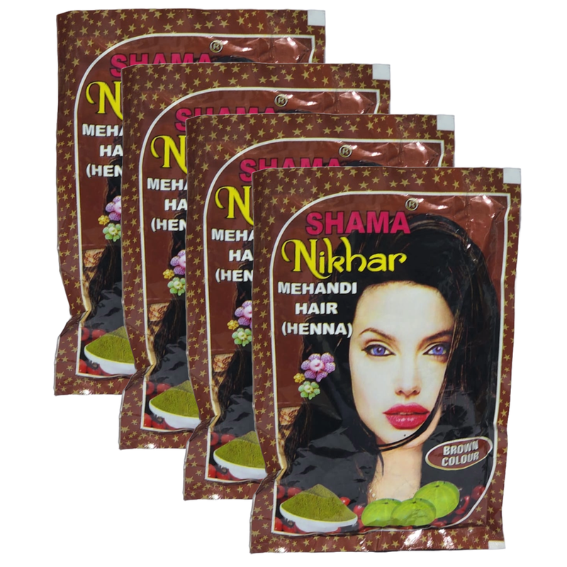 Shama Nikhar Mehandi Henna Brown Colour Hair - 45g (Pack Of 4)