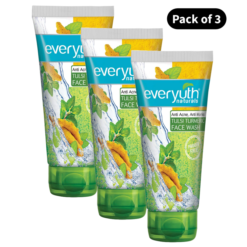 Everyuth Naturals Anti Acne, Anti Marks Tulsi Turmeric Face Wash, Pack of 3 - 50g