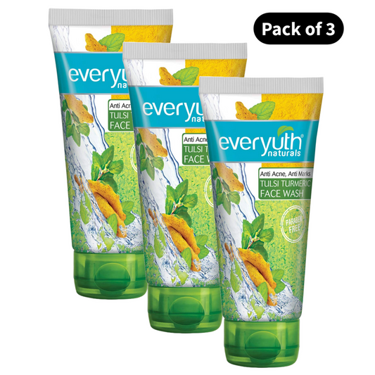 Everyuth Naturals Anti Acne, Anti Marks Tulsi Turmeric Face Wash, Pack of 3 - 50g