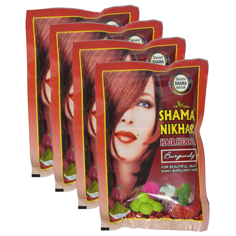 Shama Nikhar Mehandi Henna Burgundy Colour Hair - 45g (Pack Of 4)