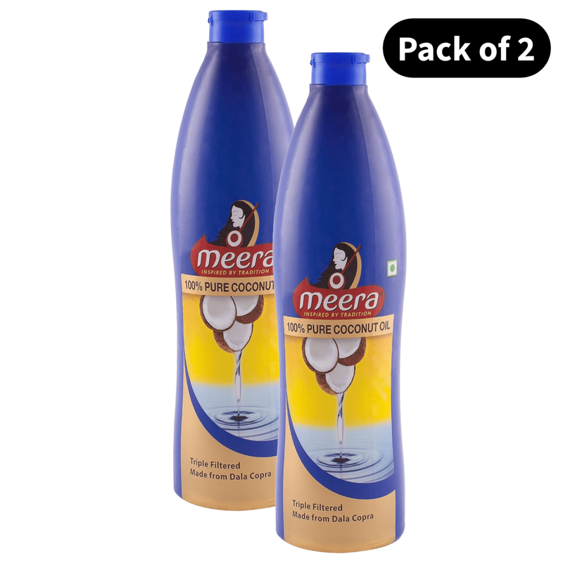 Meera Coconut Hair Oil Bottle - Pack Of 2 (500ml)