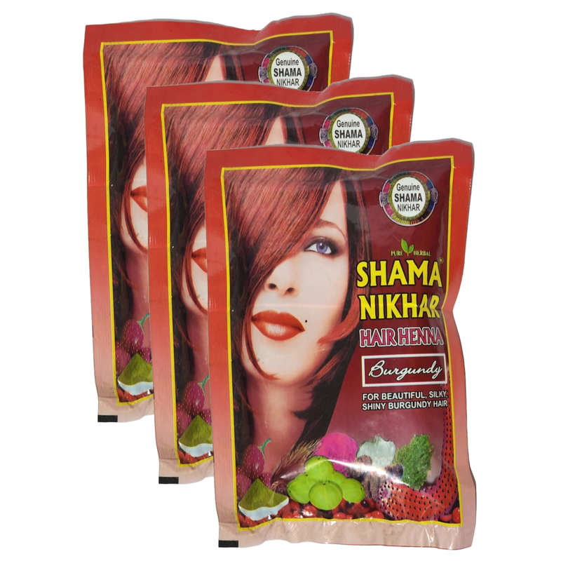 Shama Nikhar Mehandi Henna Burgundy Colour Hair - 45g (Pack Of 3)