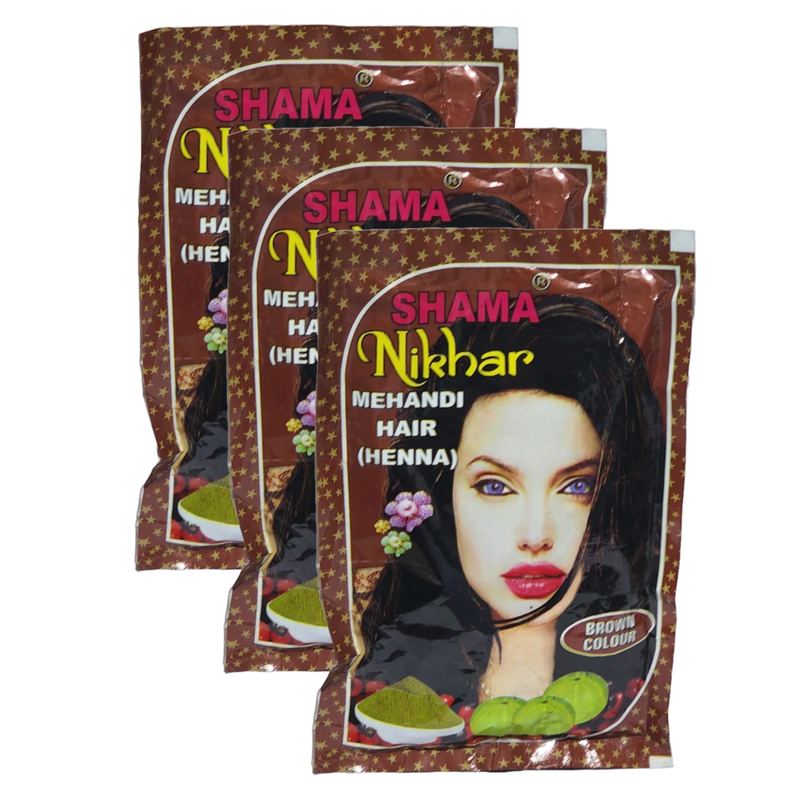 Shama Nikhar Mehandi Henna Brown Colour Hair - 45g (Pack Of 3)