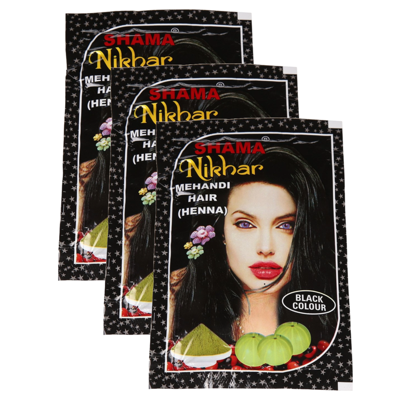 Shama Nikhar Mehandi Henna Black Colour Hair - 45g (Pack Of 3)