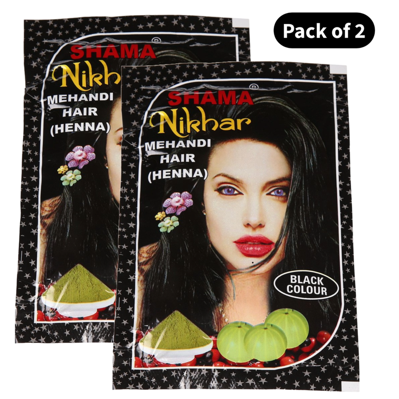 Shama Nikhar Black Coloured Hair Mehandi For Unisex - Pack Of 2 (45g)