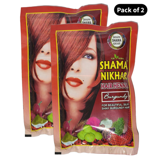 Shama Nikhar Burgundy Coloured Hair Mehandi For Unisex - Pack Of 2 (45g)