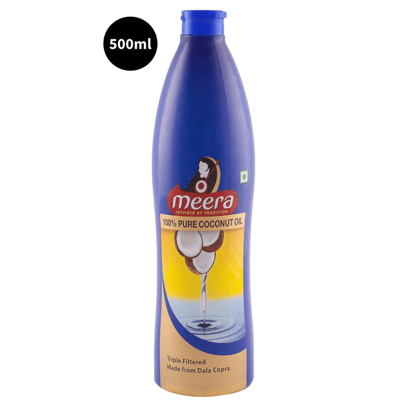 Meera Pure Coconut Oil - Made From Dala Copra, Triple Filtered - 500ml